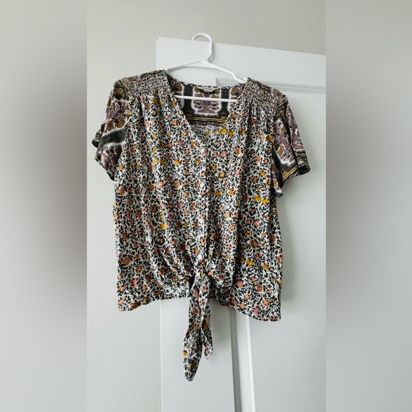 Lucky Brand Multicolor Floral Tie-Front Blouse - Picture 5 of 7